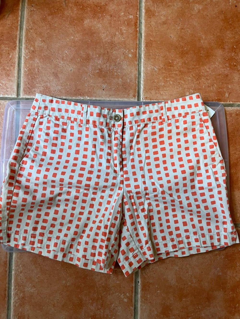 Ann Taylor LOFT Cream and Coral Dot-Print Shorts